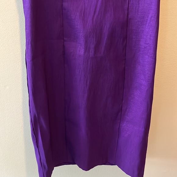 S. L. Fashions  Dress  Purple with Sheen  Floral embellished neckline NWOT  Sz.4 - Picture 4 of 10